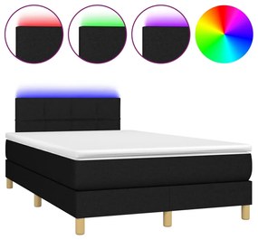 ΚΡΕΒΑΤΙ BOXSPRING ΜΕ ΣΤΡΩΜΑ &amp; LED ΜΑΥΡΟ 120X190 ΕΚ. ΥΦΑΣΜΑΤΙΝΟ 3270090