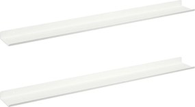vidaXL Ράφι Τοίχου με ράφι Επιτοίχιο 2 pcs Λευκό 80 x 9 x 2,5 εκ.