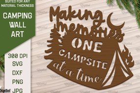 Intra απο ξύλο plywood 3mm-4mm πάχος Camping Wall Art . Camping Papercut Δίασταση 40x40 cm INTRAFABR-91963017