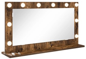 vidaXL Καθρέφτης Vanity  Καπνιστός δρυς, ασημί Ξύλο, γυαλί 80 x 45 εκ