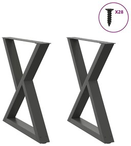 vidaXL Πόδια Τραπεζαρίας 2 τεμ. Ανθρακί 70x(72-73,3) εκ. Ατσάλι