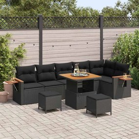 vidaXL Σετ Καναπέ Κήπου με μαξιλάρι 9 pcs Μαύρο 80 x 80 x 71 cm