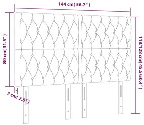 vidaXL Κεφαλάρι Κρεβατιού LED Μπλε 144x7x118/128 εκ. Υφασμάτινο