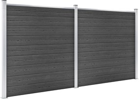 vidaXL Σετ Πάνελ Περίφραξης Μαύρο 353 x 186 εκ. από WPC