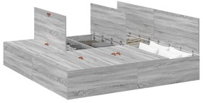 vidaXL κρεβάτι αποθήκευσης  Γκρι Sonoma 200x200 εκ