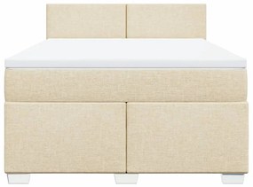 Κρεβάτι Boxspring με Στρώμα Κρεμ 140x200 εκ. Υφασμάτινο - Κρεμ