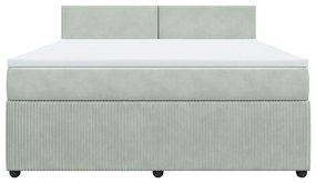 vidaXL Κρεβάτι Boxspring με Στρώμα Ανοιχτό Γκρι 180x200 εκ. Βελούδινο