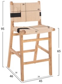 ΣΚΑΜΠΟ ΜΕΣΑΙΟΥ ΥΨΟΥΣ HM9325.01 RUBBERWOOD &amp; ΣΧΟΙΝΙ- ΦΥΣΙΚΟ 45x46x95Υεκ. - 0510827 - HM9325.01