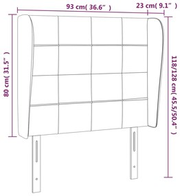 Κεφαλάρι με Πτερύγια Μαύρο 93 x 23 x 118/128 εκ. Υφασμάτινο 3117940