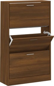 vidaXL Παπουτσοθήκη Καφέ Δρυς 63x24x103 εκ. από Επεξεργασμένο Ξύλο