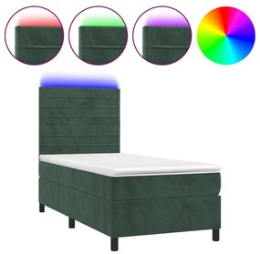 ΚΡΕΒΑΤΙ BOXSPRING ΜΕ ΣΤΡΩΜΑ &amp; LED ΣΚ. ΠΡΑΣΙΝΟ 90X190 ΕΚ ΒΕΛΟΥΔΟ 3136158