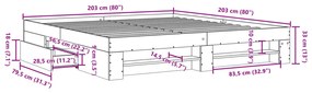 Πλαίσιο Κρεβατιού Καφέ Δρυς 200x200 εκ. Επεξεργασμένο Ξύλο - Καφέ