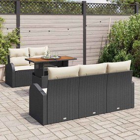 vidaXL Σετ Καναπέ Κήπου με μαξιλάρι 6 pcs Μαύρο και κρεμ