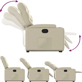 vidaXL Πολυθρόνα Ανακλινόμενη με Ανύψωση Κρεμ από Συνθετικό Δέρμα