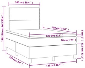 Κρεβάτι Boxspring με Στρώμα Ροζ 120x190 εκ. Βελούδινο - Ροζ