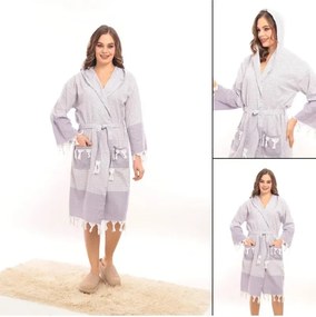 Stewehome διάλεξε unisex μπουρνούζι με κουκούλα γκρι ριγέ 100% βαμβακερό (S/M)