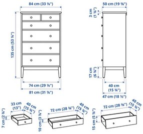 IDANÄS συρταριέρα με 6 συρτάρια, 84x135 cm 004.586.97