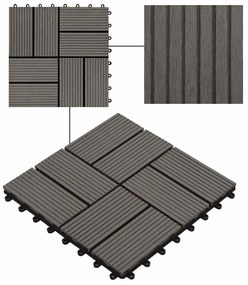 vidaXL Πλακάκια Deck 22 τεμ. Σκούρο Καφέ 30 x 30 εκ. 2 μ² από WPC