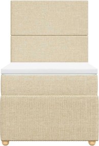 vidaXL Κρεβάτι Boxspring με Στρώμα Κρεμ 90x190 εκ.Υφασμάτινο