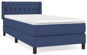 vidaXL Κρεβάτι Boxspring με Στρώμα Μπλε 90x200 εκ.Υφασμάτινο