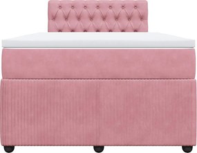 vidaXL Κρεβάτι Boxspring με Στρώμα Ροζ 120x200 εκ. Βελούδινο