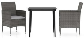 vidaXL Σετ Τραπεζαρίας Κήπου 5 τεμ. Γκρι / Μαύρο με Μαξιλάρια