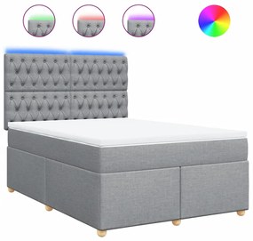 vidaXL Κρεβάτι Boxspring με Στρώμα Ανοιχτό Γκρι 140x190 εκ. Υφασμάτινο