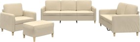 vidaXL Πολυθρόνες Σετ 4 Τεμαχίων Κρεμ από Ύφασμα με Μαξιλάρια
