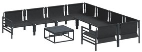 vidaXL Σετ Καναπέ Κήπου 9 pcs Ανθρακί Ατσάλι