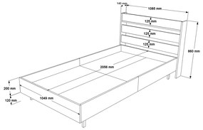 Κρεβάτι ArteLibre SUFFOLK Φυσικό Μοριοσανίδα/Μέταλλο 108.5x205.6x86cm