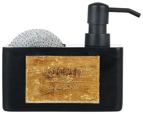 Δοχείο Υγρού Πιάτων + Θήκη Για Σφουγγάρι Estia Black Matte 02-18122