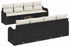 vidaXL Σετ Καναπέ Κήπου 9 pcs Μαύρο 55 x 55 x 37 εκ Πολυ ράταν