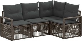 vidaXL Σετ Καναπέ Κήπου 4 pcs Γκρι συνθετικό ρατάν