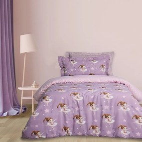 Σεντόνια Παιδικά 4972 (Σετ 3τμχ) Pink-Purple Das Home Μονό 170x260cm 100% Cotton