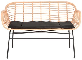 ΚΑΝΑΠΕΣ ALLEGRA  ΜΑΥΡΟ ΜΕΤΑΛΛΟ-ΜΠΕΖ ΣΥΝΘ.RATTAN 120x62x80Υεκ.