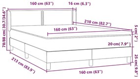 Κρεβάτι Boxspring με Στρώμα Μαύρο 160x210 εκ. Βελούδινο - Μαύρο