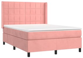 ΚΡΕΒΑΤΙ BOXSPRING ΜΕ ΣΤΡΩΜΑ &amp; LED ΡΟΖ 140X190 ΕΚ. ΒΕΛΟΥΔΙΝΟ 3139564