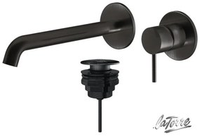 La Torre ELLE 316 Black Brushed PVD ΣΕΤ Νιπτήρος εντοιχισμού 2 οπών+Βαλβίδα νιπτήρος