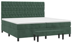 vidaXL Κρεβάτι Boxspring με Στρώμα Σκούρο Πράσινο 200x200εκ. Βελούδινο