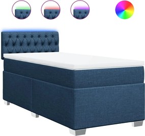 vidaXL Κρεβάτι Boxspring με Στρώμα Μπλε 100 x 200 εκ. Υφασμάτινο