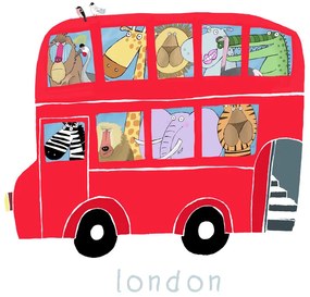 Εικονογράφηση Red London Bus with Jungle Animals, Carla Daly