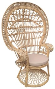 Πολυθρόνα Dorothy Inart με μπεζ μαξιλάρι-φυσικό rattan 115x57x150εκ 115x53x147 εκ.