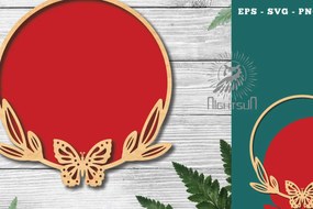 Intra απο ξύλο plywood 3mm-4mm πάχος Πινακίδα στρογγυλή πεταλούδα 6 Δίασταση 30x20 cm INTRAFABR-122555681