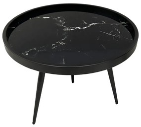 MARM COFFEE TABLE ΜΑΥΡΟ ΜΕ PATTERN ΜΑΥΡΟ 60x60x45