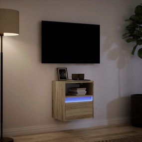 Έπιπλο Τοίχου Τηλεόρασης με LED Sonoma Δρυς 41x31x45 εκ. - Καφέ