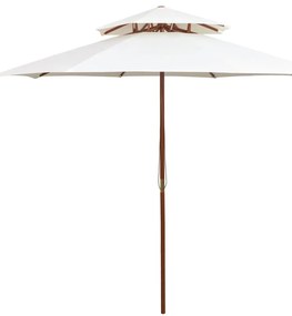 vidaXL Ομπρέλα με Διπλή Οροφή Λευκή Κρεμ 270 x 270 εκ. με Ξύλινο Ιστό