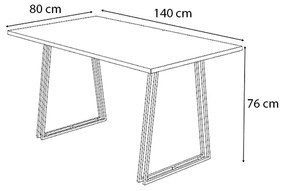 ΤΡΑΠΕΖΙ GABLE MEGAPAP ΜΕΤΑΛΛΙΚΟ - ΜΕΛΑΜΙΝΗΣ ΧΡΩΜΑ ΓΚΡΙ ΣΚΥΡΟΔΕΜΑΤΟΣ 140X80X76ΕΚ.