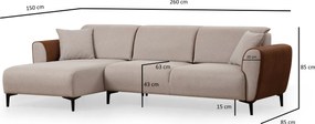 Corner Sofa-Bed Aren Left - Beige, Cinnamon Beige
Cinnamon