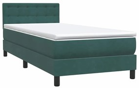 BOX SPRING ΚΡΕΒΑΤΙ ΜΕ ΣΤΡΩΜΑ ΣΚΟΥΡΟ ΠΡΑΣΙΝΟ 100X220CM ΒΕΛΟΥΔΙΝΟ 3317304