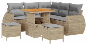 vidaXL Σετ Καναπέ Κήπου 8 pcs Μπεζ συνθετικό ρατάν